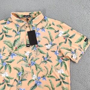 Bad Birdie Polo Shirt Men XL Flora Fiesta Core Golf Performance Hawaiian Print